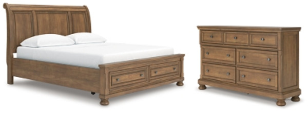 Ashley Vandenmore Medium Brown California King Storage Sleigh Bed with Dresser