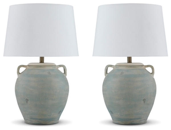 Ashley Shawburg Antique Green 2-Piece Table Lamp Set