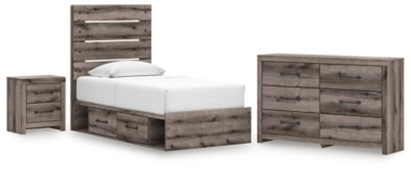 Ashley Urbanoore Brown Gray Twin Panel Storage Bed with Dresser and Nightstand Ashley Urbanoore Brown Gray Twin Panel Storage Bed with Dresser and Nightstand