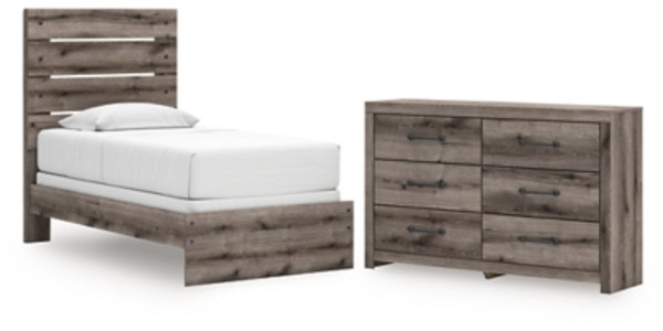 Ashley Urbanoore Brown Gray Twin Panel Bed with Dresser