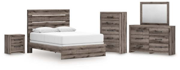 Ashley Urbanoore Brown Gray Queen Panel Bed with Mirrored Dresser, Chest and Nightstand Ashley Urbanoore Brown Gray Queen Panel Bed with Mirrored Dresser, Chest and Nightstand