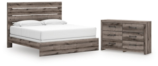 Ashley Urbanoore Brown Gray King Panel Bed with Dresser