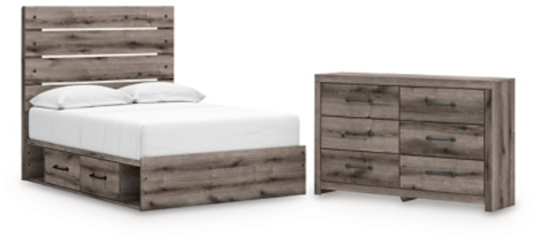 Ashley Urbanoore Brown Gray Full Panel Bed with Storage with Dresser B100/12/B2405/50(2)/55/31