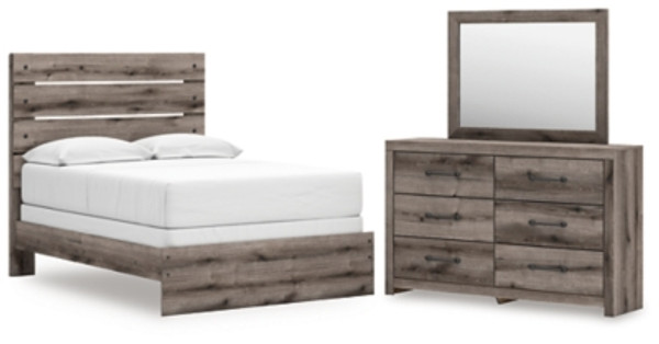 Ashley Urbanoore Brown Gray Full Panel Bed with Mirrored Dresser