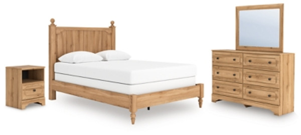 Ashley Galletyn Warm Brown Queen Panel Bed with Mirrored Dresser and Nightstand