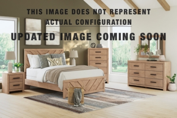 Ashley Sanginlane Tan King Panel Bed with Dresser and Chest