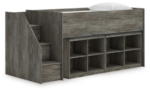 Ashley Frandern Warm Gray Twin Loft Bed with Bookcase Storage
