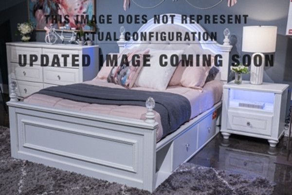 Ashley Maylilly White Full Upholstered Panel Storage Bed with Dresser