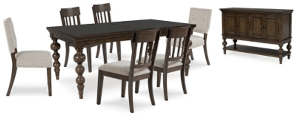 Ashley Veramond Dark Brown Dining Table and 6 Chairs with Storage D694/35/01(4)/02(2)/60