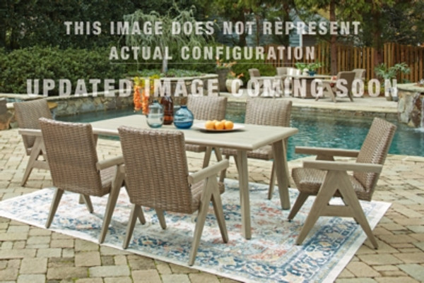 Ashley Carisbo Beige Outdoor Fire Pit Table and 4 Chairs