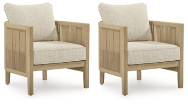 Ashley Cool Days Beige Outdoor Lounge Chair with Cushion (Set of 2) Ashley Cool Days Beige Outdoor Lounge Chair with Cushion (Set of 2)