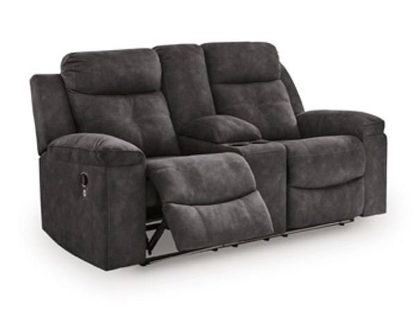 Benchcraft Brysonview Charcoal Reclining Loveseat with Console