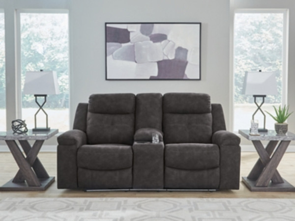 Benchcraft Brysonview Charcoal Reclining Loveseat with Console Benchcraft Brysonview Charcoal Reclining Loveseat with Console