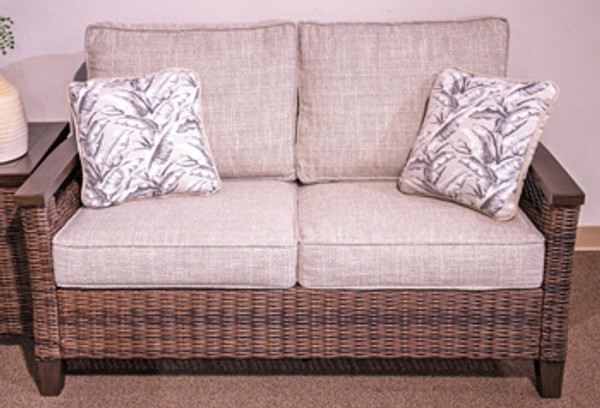 Ashley Drakes Beach Dark Brown Outdoor Loveseat with Cushion