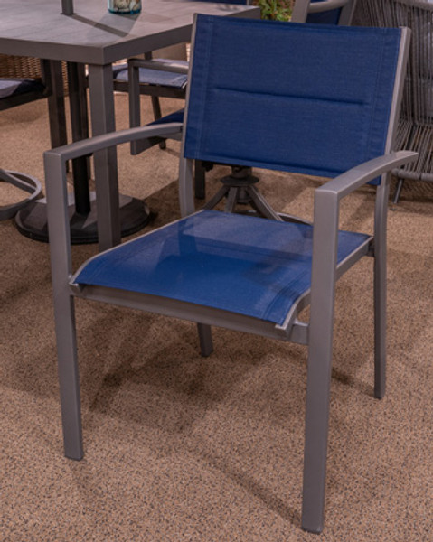Ashley Point Bonita Blue Gray Outdoor Sling Arm Chair (Set of 4)