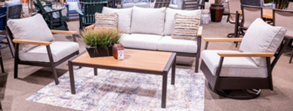 Ashley Carlsbad Beach Dark Brown Outdoor Sofa/Chairs/Table (Set of 4)