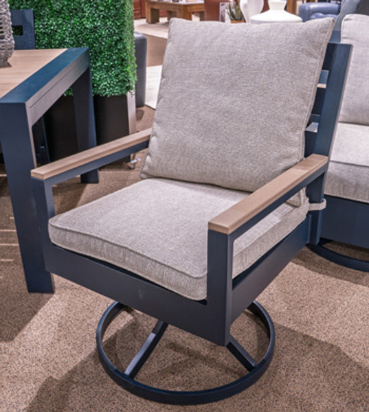 Ashley Mabry Shores Navy Blue Driftwood Outdoor Swivel Chair with Cushion (Set of 2)