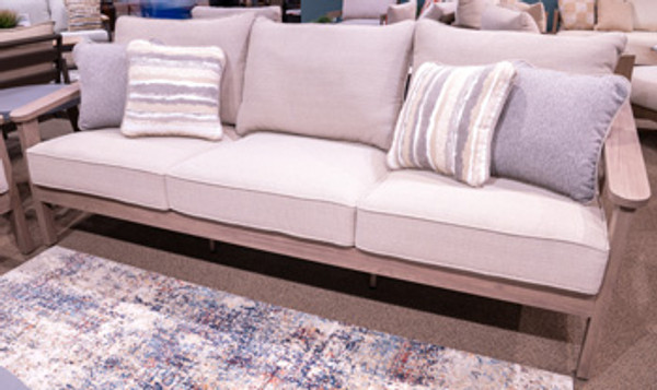 Ashley Francis Beach Natural Gray Outdoor Sofa with Cushion