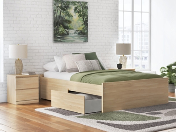 Ashley Onita Natural Queen Platform Bed with 2 Side Storage