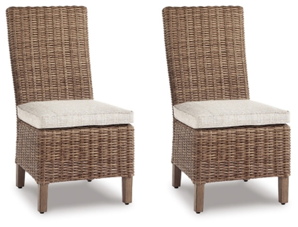 Ashley Beachcroft Beige Outdoor Side Chair with Cushion (Set of 2)