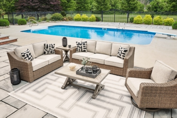 Ashley Beachcroft Beige Outdoor Sofa, Loveseat and Chair Ashley Beachcroft Beige Outdoor Sofa, Loveseat and Chair