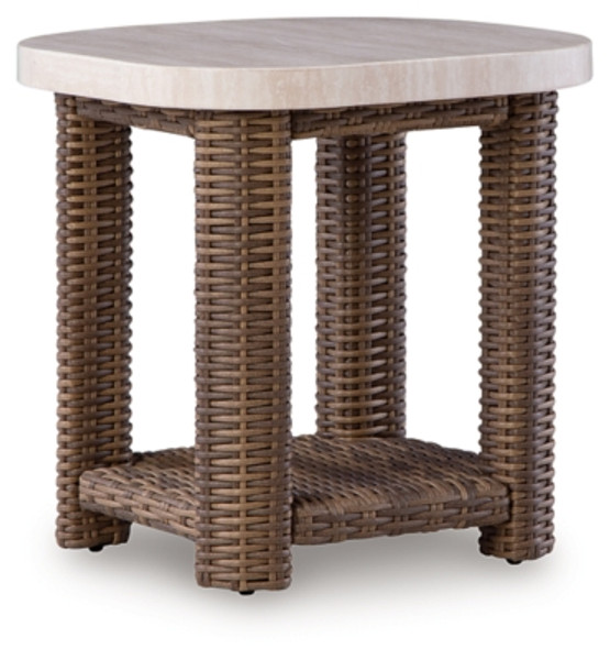 Ashley Angel Island Beige Brown Outdoor End Table