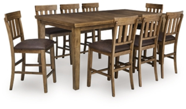 Ashley Broxtyn Light Brown Counter Height Dining Table and 8 Barstools Ashley Broxtyn Light Brown Counter Height Dining Table and 8 Barstools