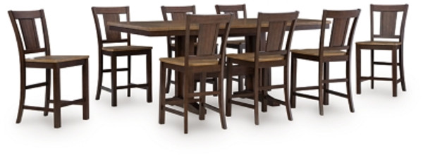 Ashley Anixburg Light Brown Dark Brown Counter Height Dining Table and 8 Barstools Ashley Anixburg Light Brown Dark Brown Counter Height Dining Table and 8 Barstools