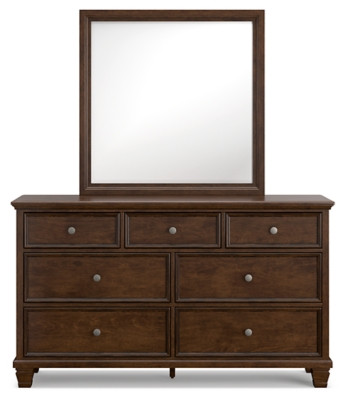 Ashley Danabrin Brown Twin Panel Bed with Mirrored Dresser and 2 Nightstands