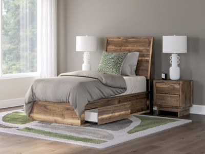Ashley Zadilyn Brown Twin Panel Bed with Storage