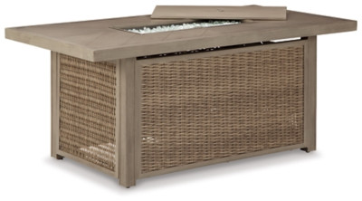 Ashley Beachcroft Beige Outdoor Fire Pit Table
