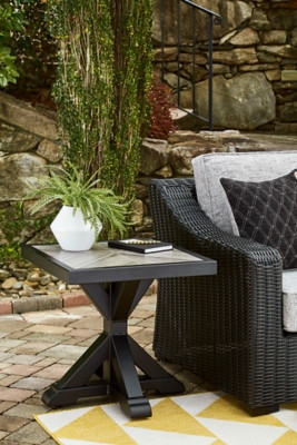 Ashley Beachcroft Black Light Gray Outdoor End Table