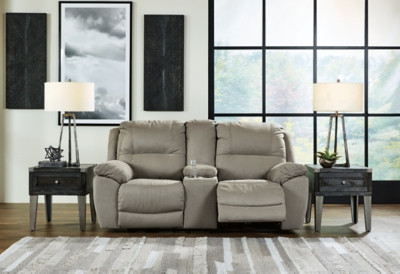 Ashley Next-Gen Gaucho Putty Reclining Loveseat with Console
