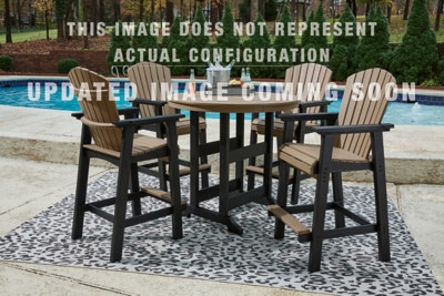 Ashley Fairen Trail Black Driftwood Outdoor Bar Table and 4 Barstools P211/613/130(2)