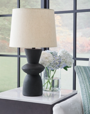 Ashley Scarbot Distressed Black Table Lamp (Set of 2)