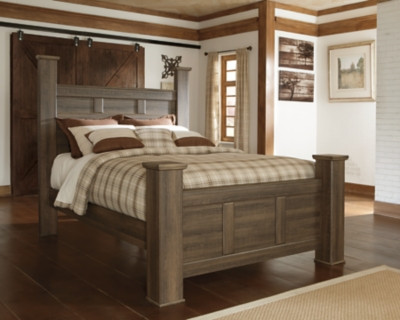 Ashley Juararo Dark Brown Queen Poster Bed