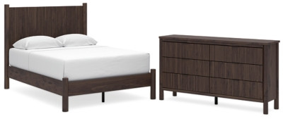 Ashley Cadmori Brown Full Panel Platform Bed and Dresser