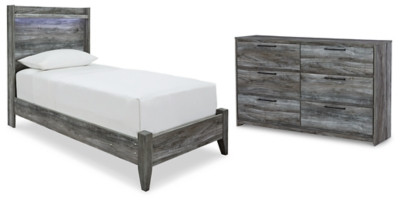 Ashley Baystorm Gray Twin Panel Bed and Dresser
