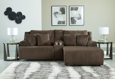Ashley Top Tier Chocolate 3-Piece Reclining Sectional Sofa with Chaise