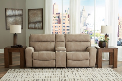 Ashley Next-Gen Durapella Sand 3-Piece Power Reclining Sectional Loveseat with Console