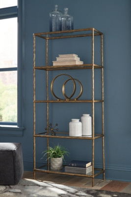 Ashley Ryandale Antique Brass Finish Bookcase