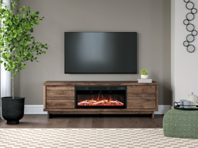 Ashley Zadilyn Brown 72" TV Stand with Electric Fireplace