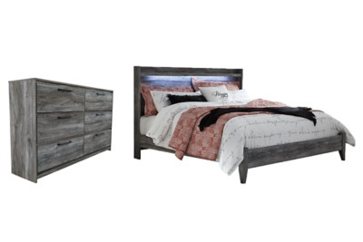 Ashley Baystorm Gray King Panel Bed and Dresser