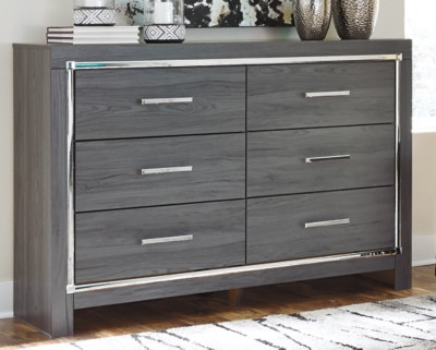Lodanna Gray Full Panel Bed with 2 Storage Drawers with Dresser