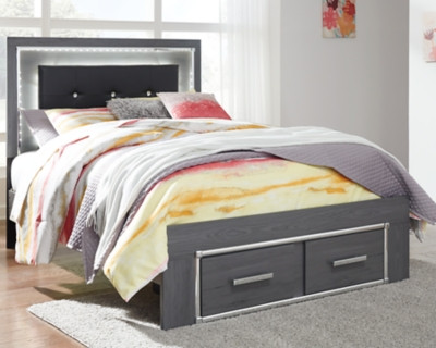 Ashley Lodanna Gray Full Panel Bed with 2 Storage Drawers