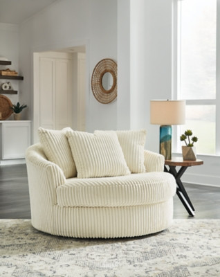 Ashley Lindyn Ivory Oversized Swivel Accent Chair