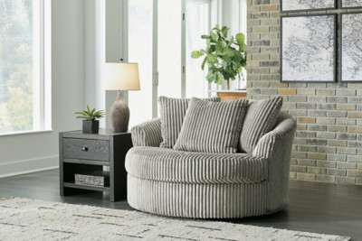 Ashley Lindyn Fog Oversized Swivel Accent Chair