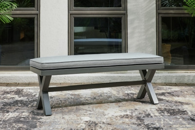 Ashley Elite Park Gray Outdoor Bench with Cushion