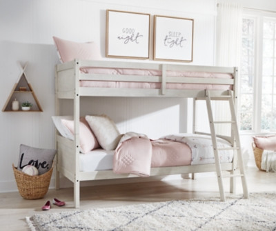 Ashley Robbinsdale Antique White Twin/Twin Bunk Bed with Ladder
