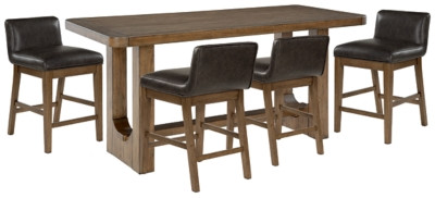 Ashley Cabalynn Light Brown Counter Height Dining Table and 4 Barstools